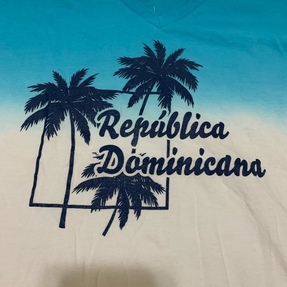 Ocean Dream Blue & White Ombre Dominican Republic Short Sleeve Shirt Size Large - Picture 9 of 12